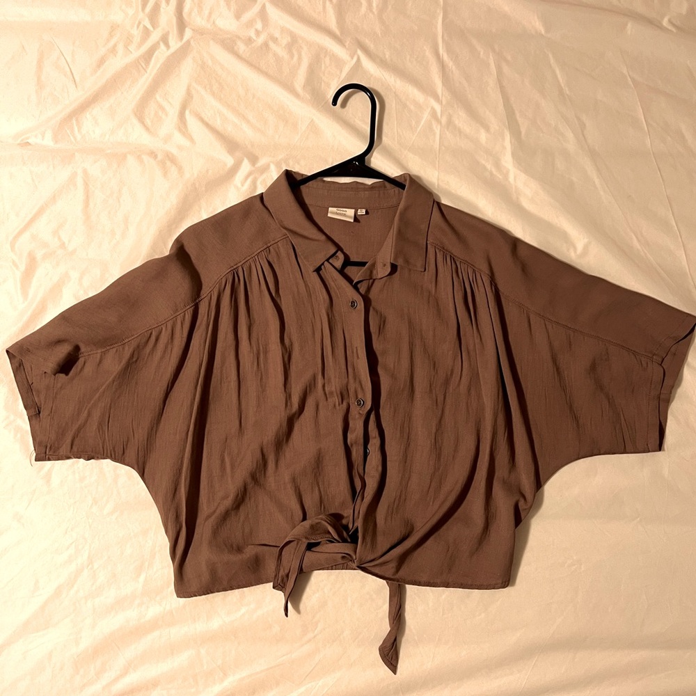 Cropped button up tee